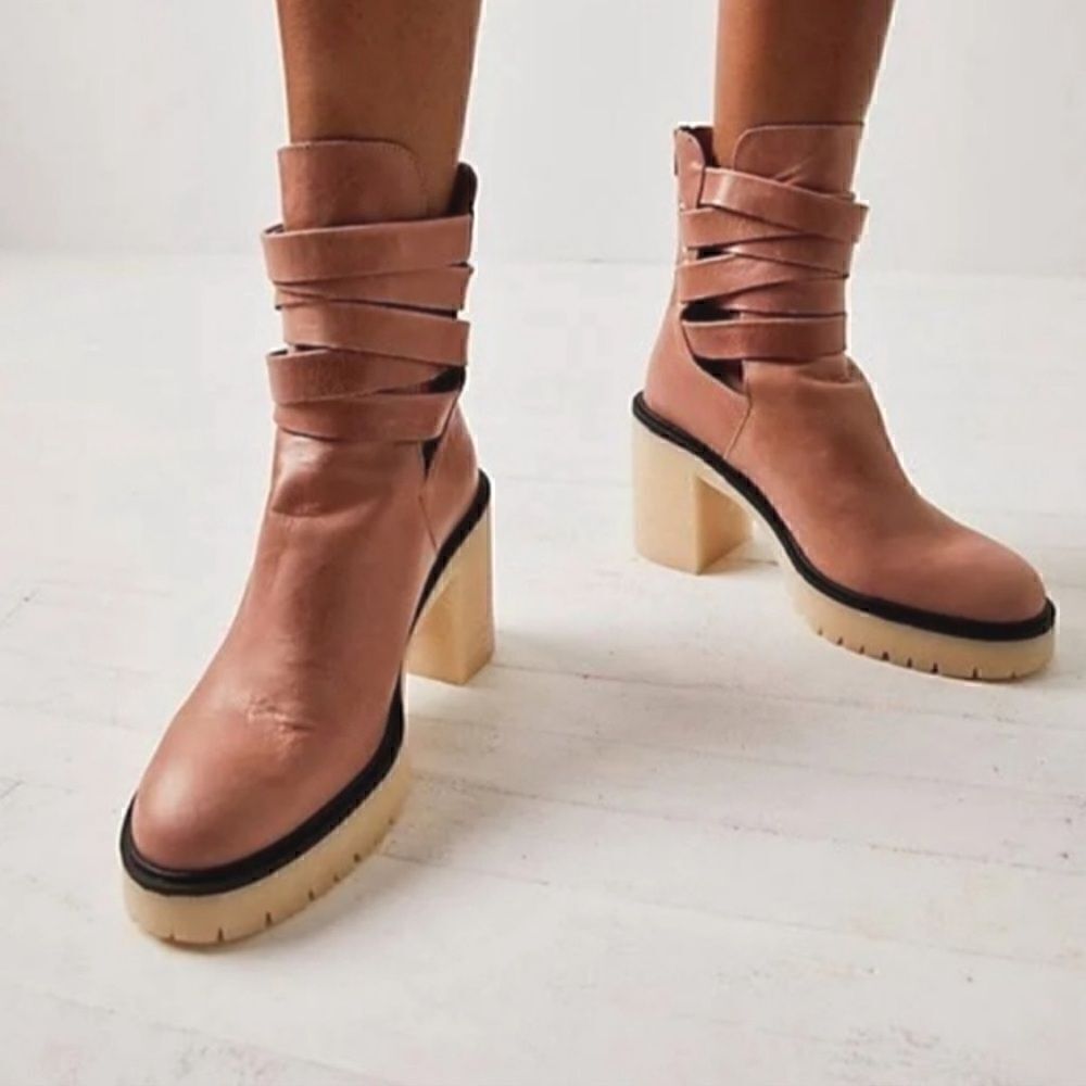 NEW Free People Jesse Cutout Platform Boot Womens Size 41 English Tan